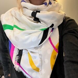 Charles Jourdan Polka Dot Scarf with Black Accents